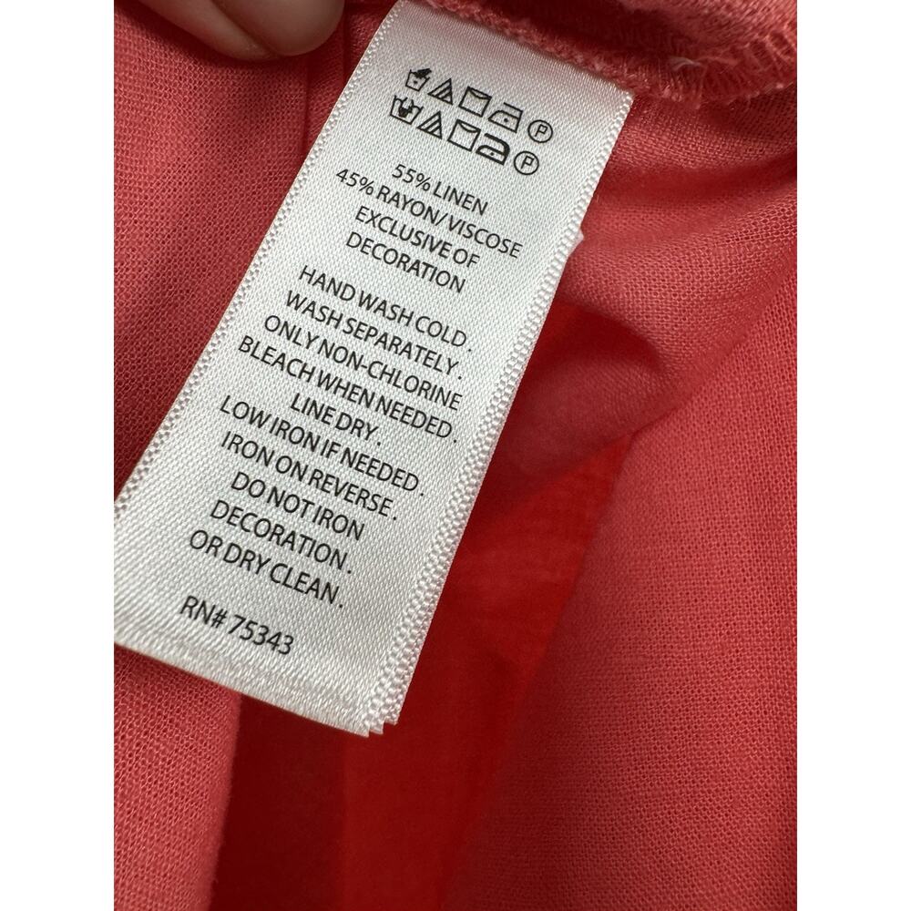 Calypso St Barth Maxi Dress Women’s Medium Linen Blend Coral Pink Beaded New - Picture 8 of 13